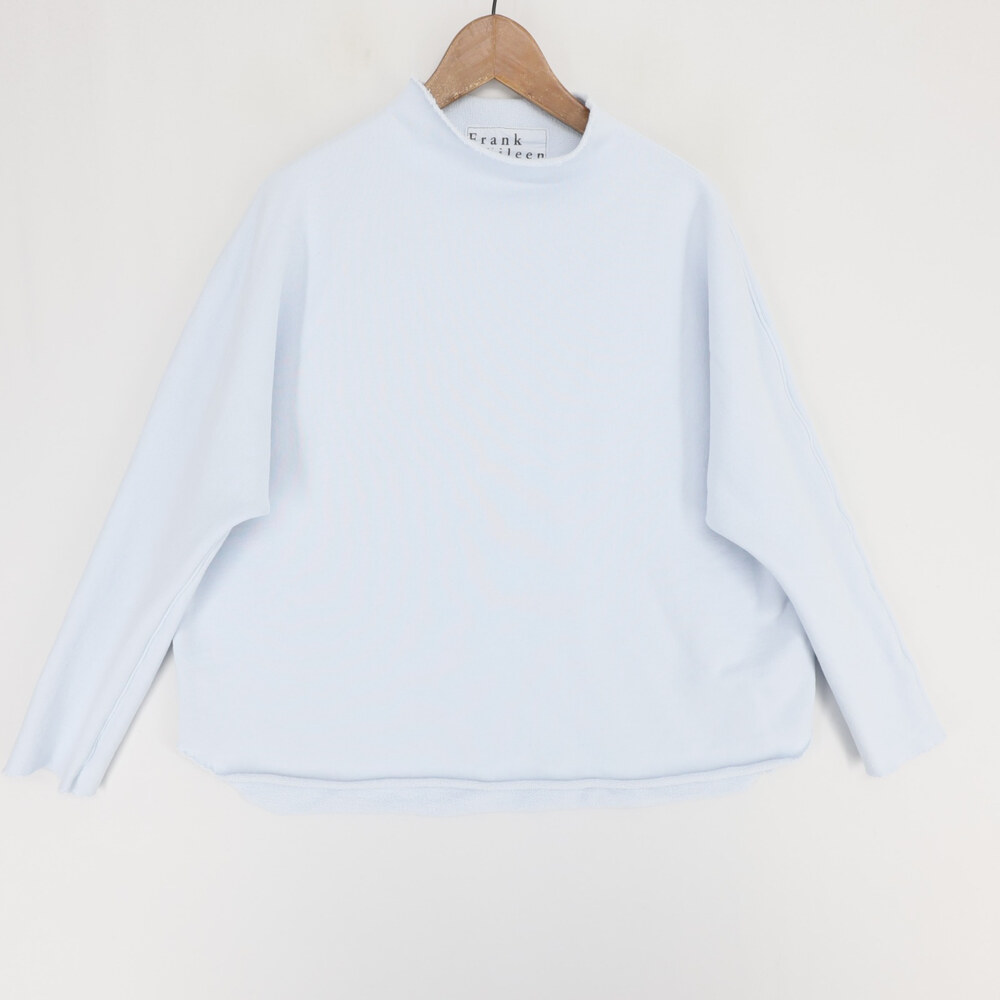 Frank and Eileen Effie Sweatshirt Womens M Blue Funnel Neck Capelet Raw Hem
